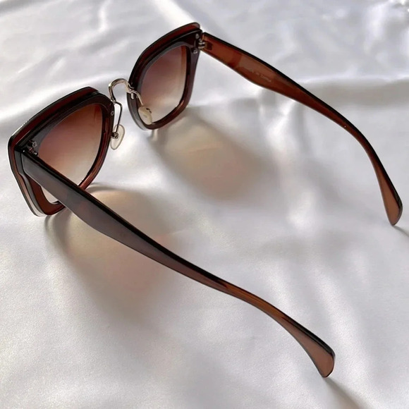 NEW Double Framed Sunglasses Brown Light Tint - Picture 3 of 7